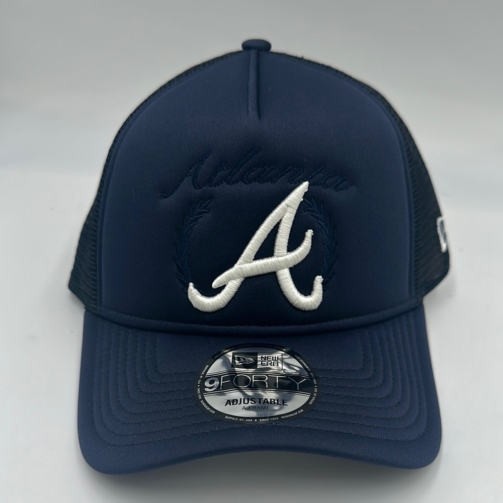 New Era Atlanta Braves City Mesh A-Frame 9FORTY Adjustable Snapback Hat Rare New
